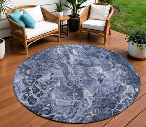 Homeroots 3' Beige Ivory And Artichoke Green Abstract Washable Area Rug For Indoor And Outdoor Spaces 8' Round Polyester 580954