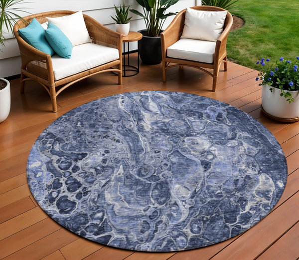 Homeroots 3' Beige Ivory And Artichoke Green Abstract Washable Area Rug For Indoor And Outdoor Spaces 8' Round Polyester 580954