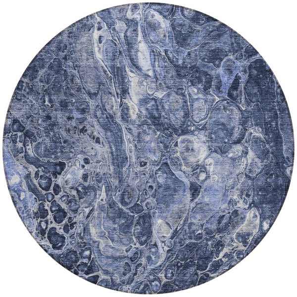 Homeroots 3' Beige Ivory And Artichoke Green Abstract Washable Area Rug For Indoor And Outdoor Spaces 8' Round Polyester 580954