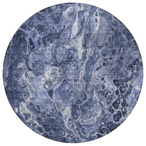 Homeroots 3' Beige Ivory And Artichoke Green Abstract Washable Area Rug For Indoor And Outdoor Spaces 8' Round Polyester 580954