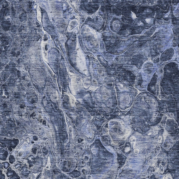 HomeRoots 5' Modern Navy Blue and Gray Abstract Washable Area Rug for Indoor and Outdoor Spaces, Durable Design 8' X 10' 580955