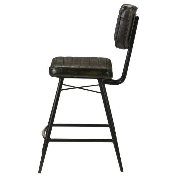 English Elm Senko Leather Channel Tufted Counter Stools with Iron Frame for Bar or Kitchen Set of 2 Antique Espresso B062P447997