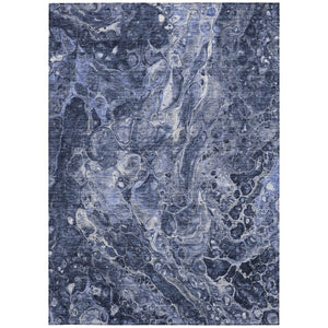 HomeRoots 9' Navy Blue and Gray Abstract Washable Area Rug – Durable, Stylish for Indoor & Outdoor Spaces 9' X 12' 580956