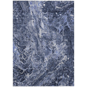 HomeRoots 9' Navy Blue and Gray Abstract Washable Area Rug – Durable, Stylish for Indoor & Outdoor Spaces 9' X 12' 580956