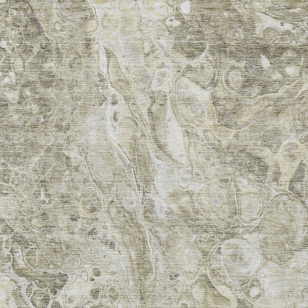 Homeroots 3' Beige Ivory And Artichoke Green Abstract Washable Area Rug For Indoor And Outdoor Spaces 3' X 5' Polyester 580964