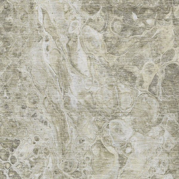 Homeroots 3' Beige Ivory And Artichoke Green Abstract Washable Area Rug For Indoor And Outdoor Spaces 5' X 8' Polyester 580965