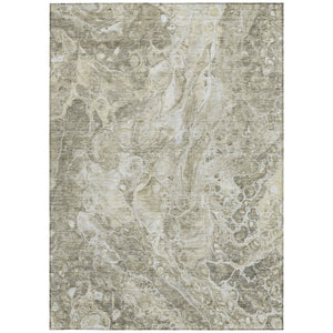 Homeroots 3' Beige Ivory And Artichoke Green Abstract Washable Area Rug For Indoor And Outdoor Spaces 8' X 10' Polyester 580967
