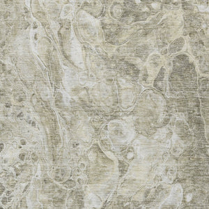 Homeroots 3' Beige Ivory And Artichoke Green Abstract Washable Area Rug For Indoor And Outdoor Spaces 8' X 10' Polyester 580967