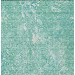 Homeroots 3' Beige Ivory And Artichoke Green Abstract Washable Area Rug For Indoor And Outdoor Spaces 3' X 5' Polyester 580970