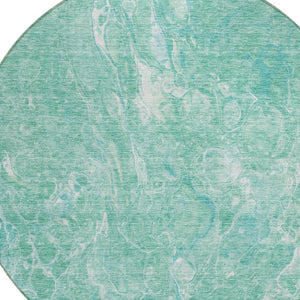 Homeroots 3' Beige Ivory And Artichoke Green Abstract Washable Area Rug For Indoor And Outdoor Spaces 8' Round Polyester 580972