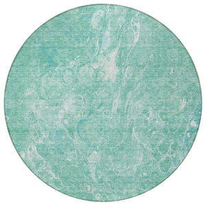 Homeroots 3' Beige Ivory And Artichoke Green Abstract Washable Area Rug For Indoor And Outdoor Spaces 8' Round Polyester 580972