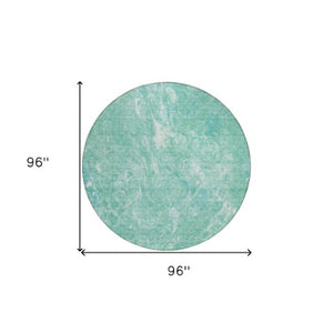 Homeroots 3' Beige Ivory And Artichoke Green Abstract Washable Area Rug For Indoor And Outdoor Spaces 8' Round Polyester 580972