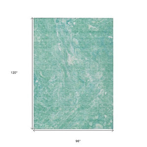 Homeroots 3' Beige Ivory And Artichoke Green Abstract Washable Area Rug For Indoor And Outdoor Spaces 8' X 10' Polyester 580973