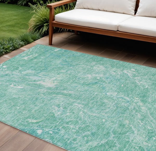 Homeroots 3' Beige Ivory And Artichoke Green Abstract Washable Area Rug For Indoor And Outdoor Spaces 9' X 12' Polyester 580974