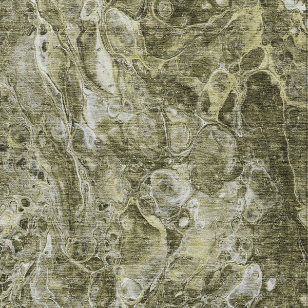 Homeroots 3' Beige Ivory And Artichoke Green Abstract Washable Area Rug For Indoor And Outdoor Spaces 9' X 12' Polyester 580980