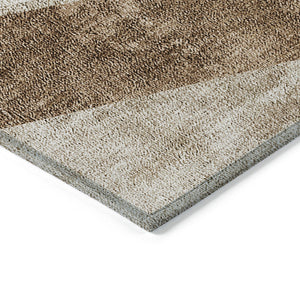 Homeroots 3' Brown And Beige Geometric Washable Indoor Outdoor Area Rug For Stylish Living Spaces & Patios 8' X 10' Polyester 580985