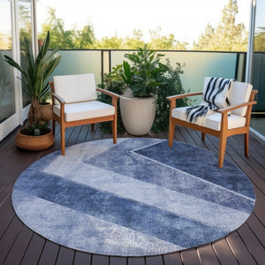 Homeroots 3' Brown And Beige Geometric Washable Indoor Outdoor Area Rug For Stylish Living Spaces & Patios 8' Round Polyester 580990