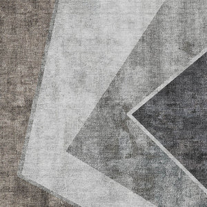 Homeroots 3' Brown And Beige Geometric Washable Indoor Outdoor Area Rug For Stylish Living Spaces & Patios 8' X 10' Polyester 580997