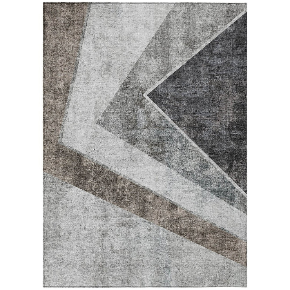 HomeRoots 9' Geometric Area Rug in Modern Gray, Silver, and Charcoal - Stylish, Washable, and Versatile Design 9' X 12' 580998