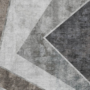 Homeroots 3' Brown And Beige Geometric Washable Indoor Outdoor Area Rug For Stylish Living Spaces & Patios 9' X 12' Polyester 580998