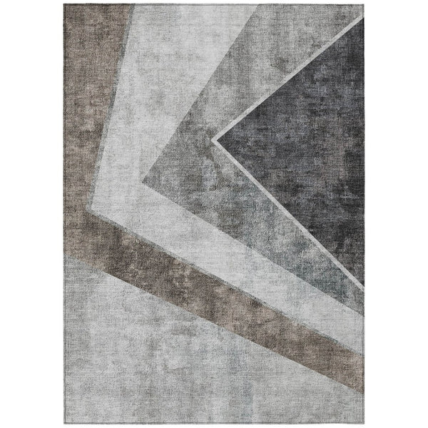 HomeRoots 5' Gray Silver Charcoal Geometric Area Rug - Stylish, Durable, Washable for Indoor & Outdoor Use 10' X 14' 580999