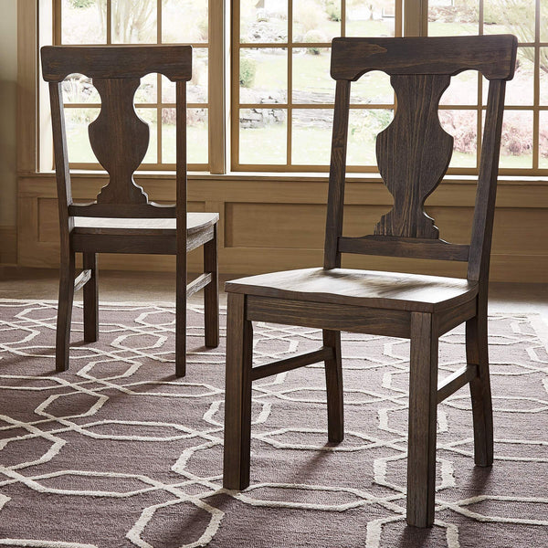 Pia Fiddle Back Wood Dining Chairs Set of Two for Farmhouse Interiors