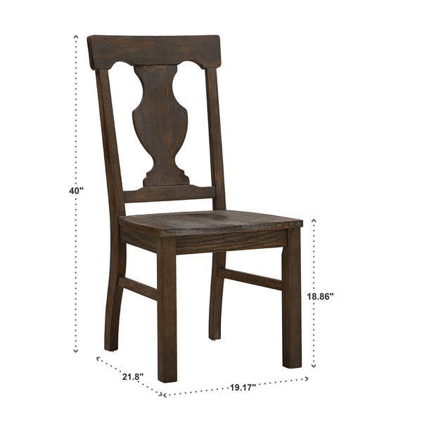 Pia Fiddle Back Wood Dining Chairs Set of Two for Farmhouse Interiors