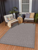 Unique Loom Outdoor Modern Links Machine Made Striped Rug Gray, Gray/Silver 6' 0" x 9' 0"