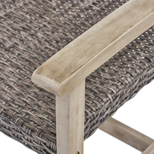 English Elm Christopher Knight Home® - HAMPTON Grey+Black Wood & Wicker Club Chairs Set of 2 — Handcrafted Acacia Frame, Mixed Black Wicker, Cozy 60397.00WTCLMBLK