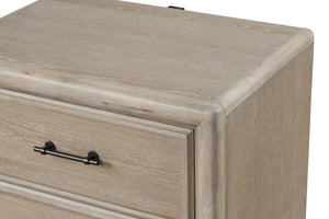 English Elm 3pc Eastern King Bedroom Set Oak Veneer Channel Padded Headboard Two Nightstands B2741S00858