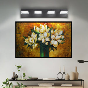 English Elm Black Matte Black 4-Light LED Vanity Light 24W Dimmable Modern Stainless Steel 6000K Cool White W2312P374906