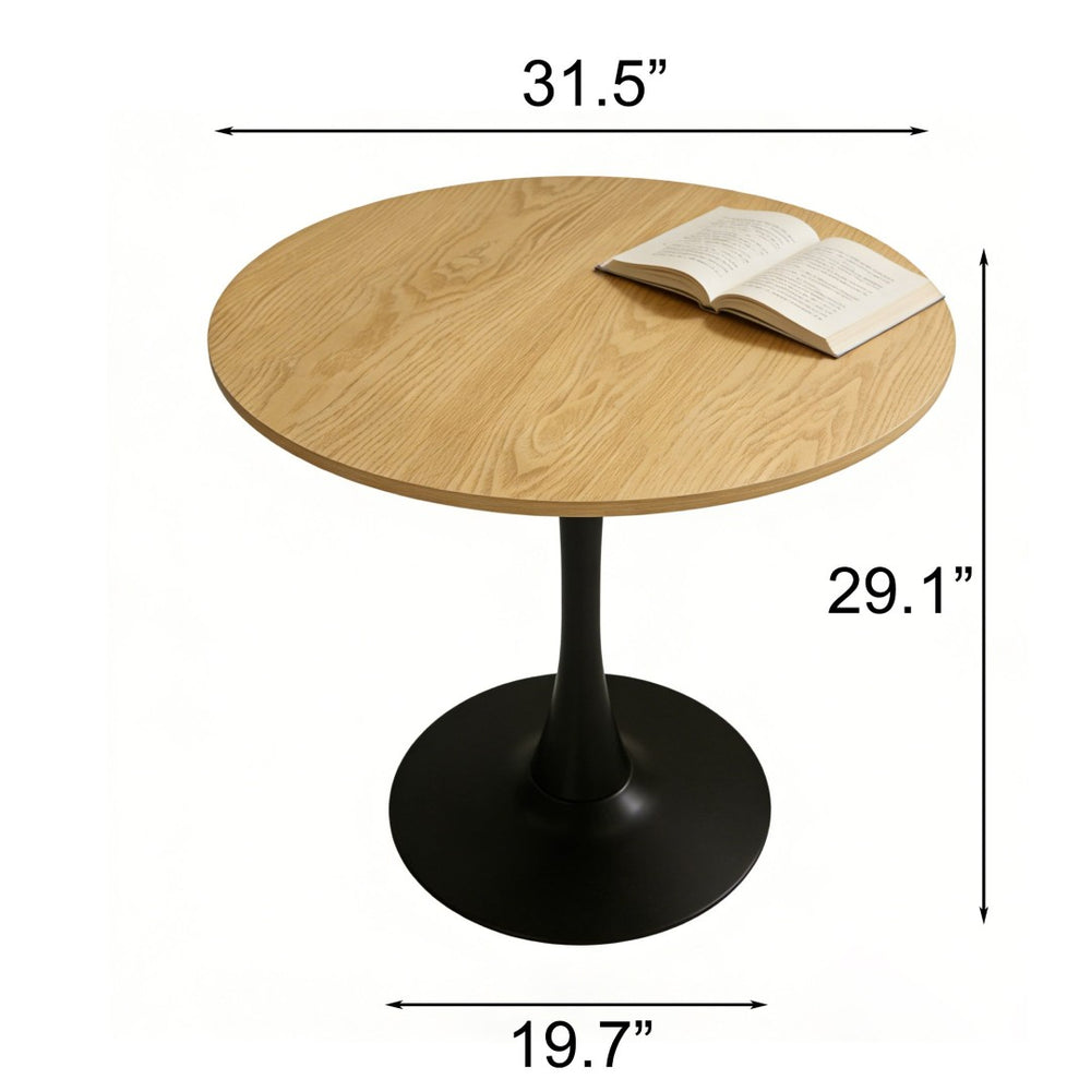 English Elm (natural Wood Tone) Round Mdf Dining Table Steel Tulip Base Mid Century Modern Small Space W2641P460057