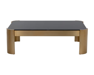 Sunpan Irvine Coffee Table - Modern Smoked Glass & Brushed Gold Base for Chic Contemporary Living Spaces