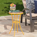 Christopher Knight Home® - Noble House - Barnsfield Outdoor Yellow Ceramic Tile Side Table with Iron Frame