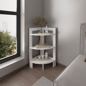 English Elm Side Table with 3 Shelves and 3 Legs — Compact 31.7" Engineered Wood Accent for Small Spaces, Modern Stylish Storage White 34.25 L x 16.93 W x 2.76 H B097P250831