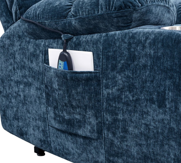 English Elm Liyasi Zero Gravity Power Recliner Eco Leather Massage Lumbar Heat Usb Charging Blue W820S00073