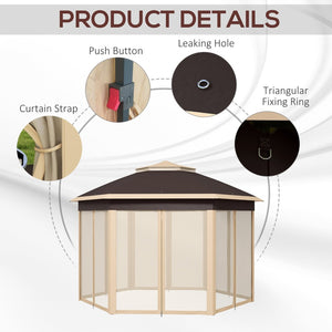 English Elm Outsunny 13' X 13' Hexagonal Pop Up Gazebo With Mesh Netting, Durable Canopy For Outdoor Events & Parties W2225P174258-GIGA