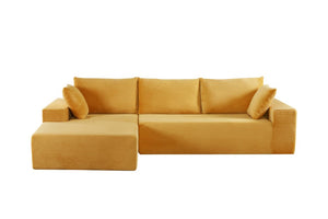 English Elm Cozyform Convertible Sectional Sofa In Ginger Yellow Corduroy - No Assembly, Modern Comfort For All B2735P359713