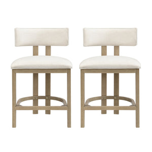 English Elm Christopher Knight Home® - 26" Counter Height Bar Stool with Padded Upholstery and Rubberwood Frame, Contemporary Comfort Set of 2 Beige,Natural N771P345970A