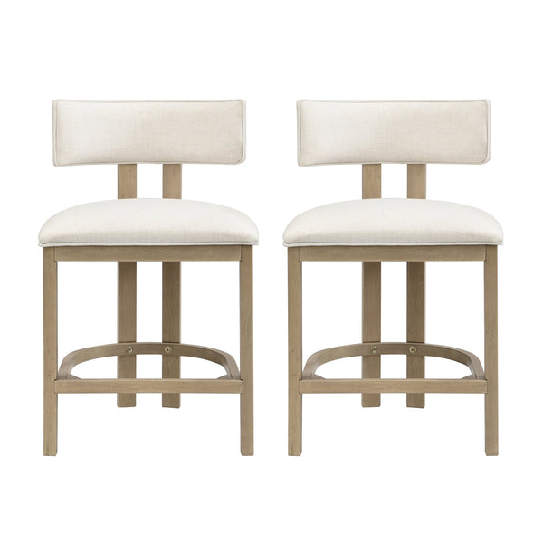 English Elm Christopher Knight Home® - 26" Counter Height Bar Stool with Padded Upholstery and Rubberwood Frame, Contemporary Comfort Set of 2 Beige,Natural N771P345970A