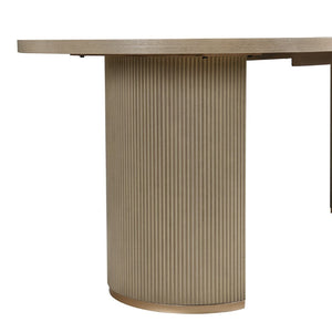 English Elm Oval Wood Dining Table with Double Pedestal Base Seats Six in Light Ash Finish N771P265584A_N771P265585A