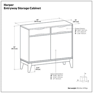 English Elm Harper Solid Wood Entryway Cabinet with Drawers Walnut Finish Tapered Legs B136P436065