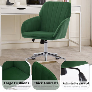English Elm TY Velvet Ergonomic Office Chair with Memory Foam Cushion, S-Curve Lumbar Support, Green Comfort W2311P277205