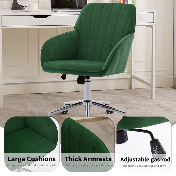 English Elm TY Velvet Ergonomic Office Chair with Memory Foam Cushion, S-Curve Lumbar Support, Green Comfort W2311P277205