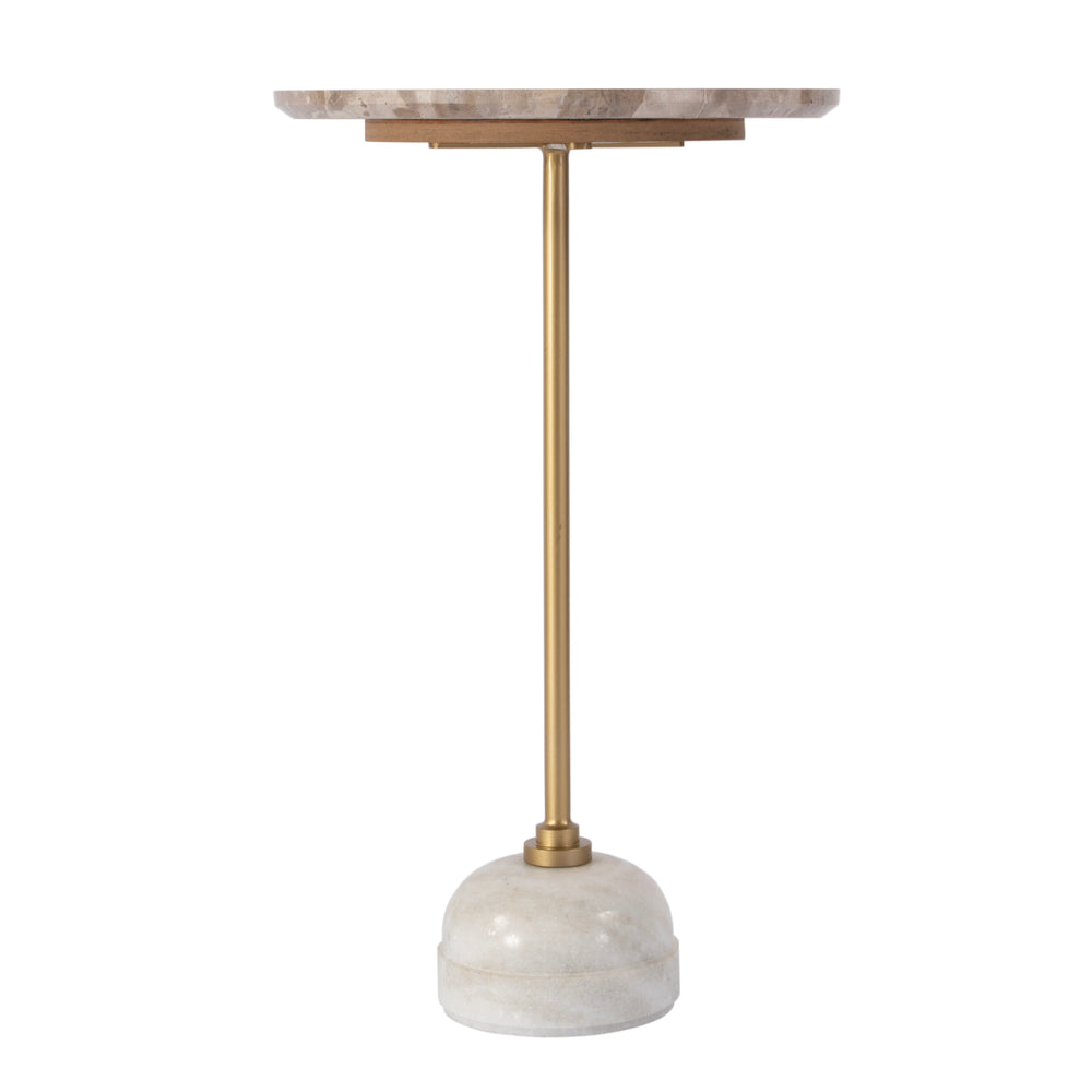 Butler Specialty Zion Marble And Iron Side Table - Luxurious Tiger Marble Top With Elegant Gold Base For Any Space Beige,Gold,White Marble,Iron,Mdf 5810025-butler