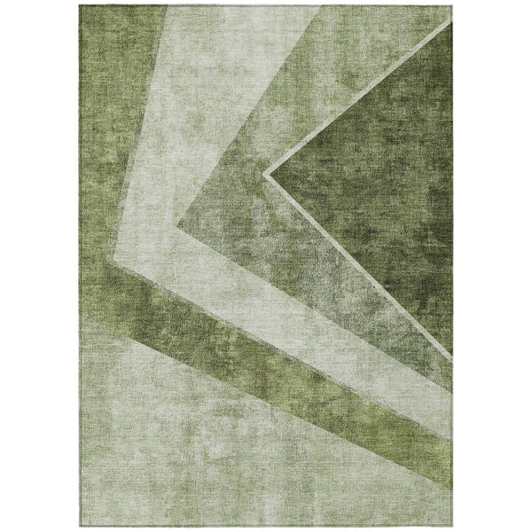 HomeRoots 9' Olive Green Geometric Area Rug - Durable, Washable & Stylish for Indoor/Outdoor Spaces 9' X 12' 581004