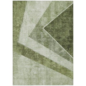 HomeRoots 5' Contemporary Olive Green Geometric Area Rug for Indoor Outdoor Use - Washable & Durable Design 10' X 14' 581005