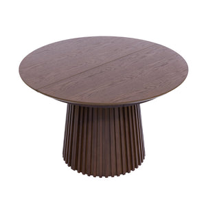 English Elm 47"-78" Extendable Round Oval Dining Table Fluted Pedestal Seats 8 Mid Century N768P399828D_N768P399829D