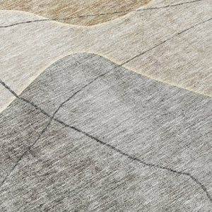 Homeroots 3' Beige Brown Taupe Abstract Washable Area Rug For Indoor Outdoor Spaces – Stylish & Durable Decor 8' Round Polyester 581014