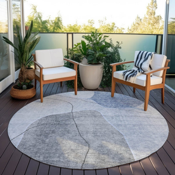 Homeroots 3' Beige Brown Taupe Abstract Washable Area Rug For Indoor Outdoor Spaces – Stylish & Durable Decor 8' Round Polyester 581020